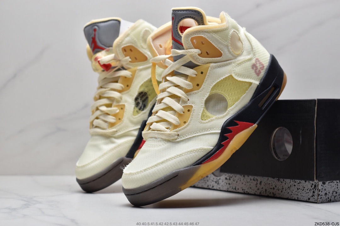 270 OFF-WHITE x Air Jordan 5 Retro SP “Sail”   高帮 黑金属 流川枫 高邦 AJ5 DH8565-100