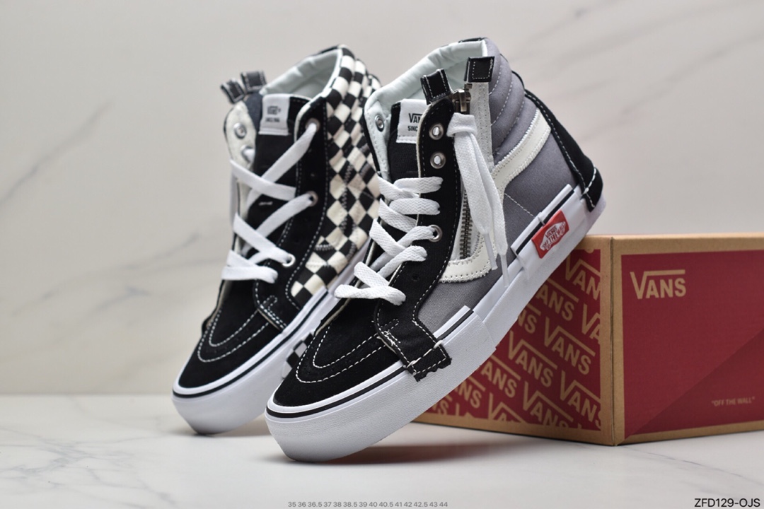 280 硫化工艺万斯Vans Sk8-Hi Reissue Ca 拉链解构主义高帮帆布休闲运动板鞋
