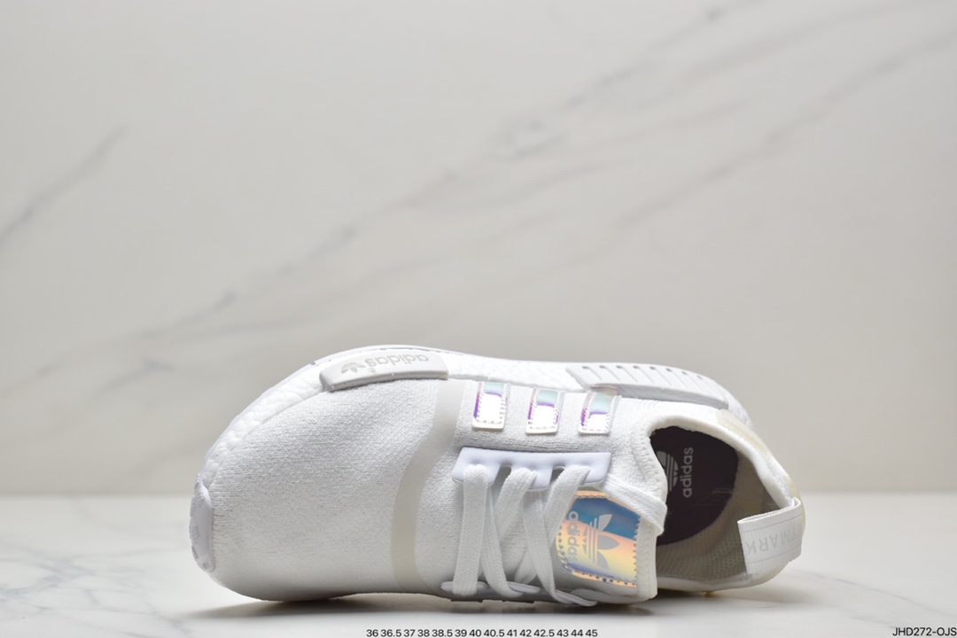 190 阿迪达斯adidas三叶草 Originals NMD_R1 Primeknit”White/Blue”R1系列百搭休闲运动跑步鞋 FY1263