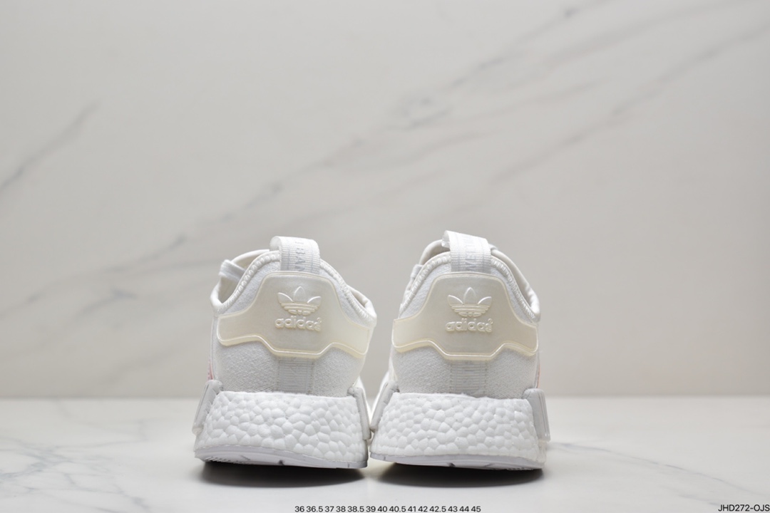 190 阿迪达斯adidas三叶草 Originals NMD_R1 Primeknit”White/Blue”R1系列百搭休闲运动跑步鞋 FY1263