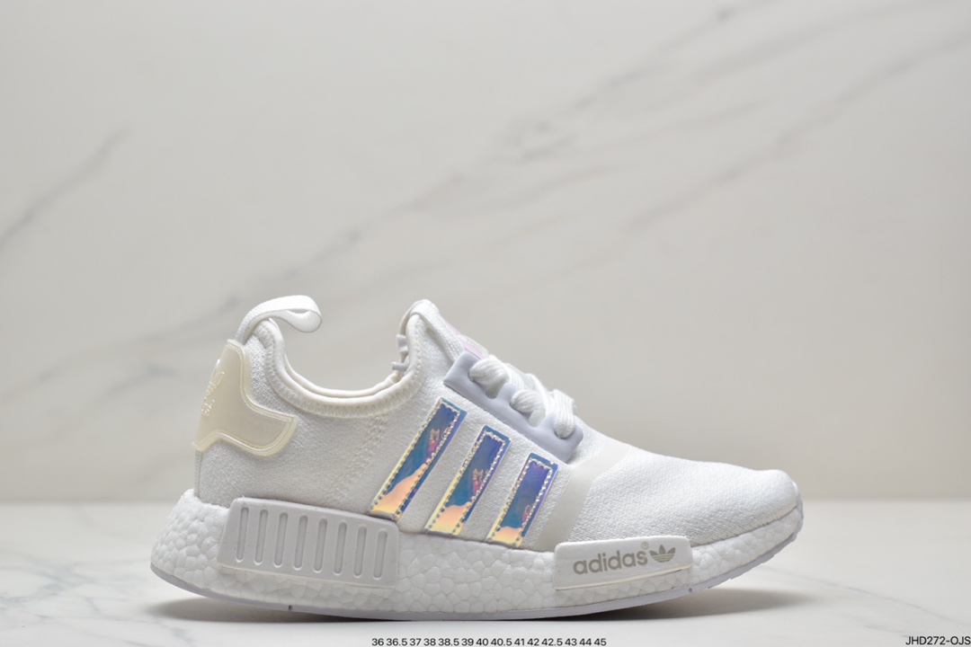 190 阿迪达斯adidas三叶草 Originals NMD_R1 Primeknit”White/Blue”R1系列百搭休闲运动跑步鞋 FY1263