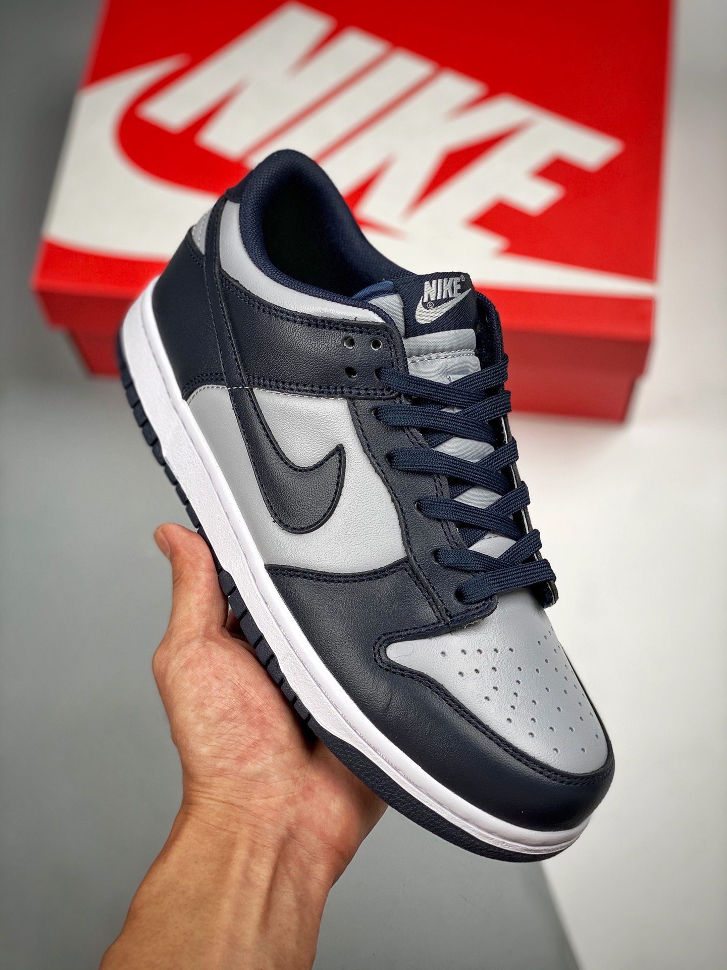 NK Dunk LOW gris azul Georgetown, material de primera capa original, molde exclusivo procesado por destilación, mejor e…