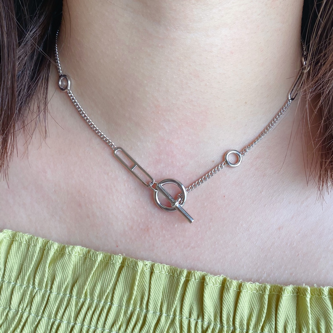 HERMES ожерелье 925 проба серебра свиной пятачок простая цепочка