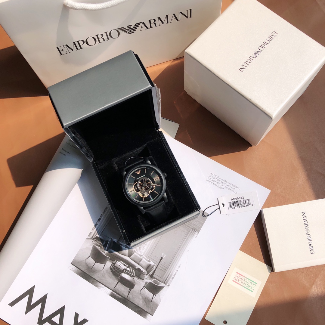 Armani AR60013 original y auténtico, reloj mecánico completamente automático, diseño hueco delantero y trasero, ¡exquis…
