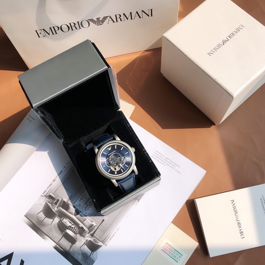 Armani AR60011 original y auténtico, reloj mecánico completamente automático, diseño hueco delantero y traser…
