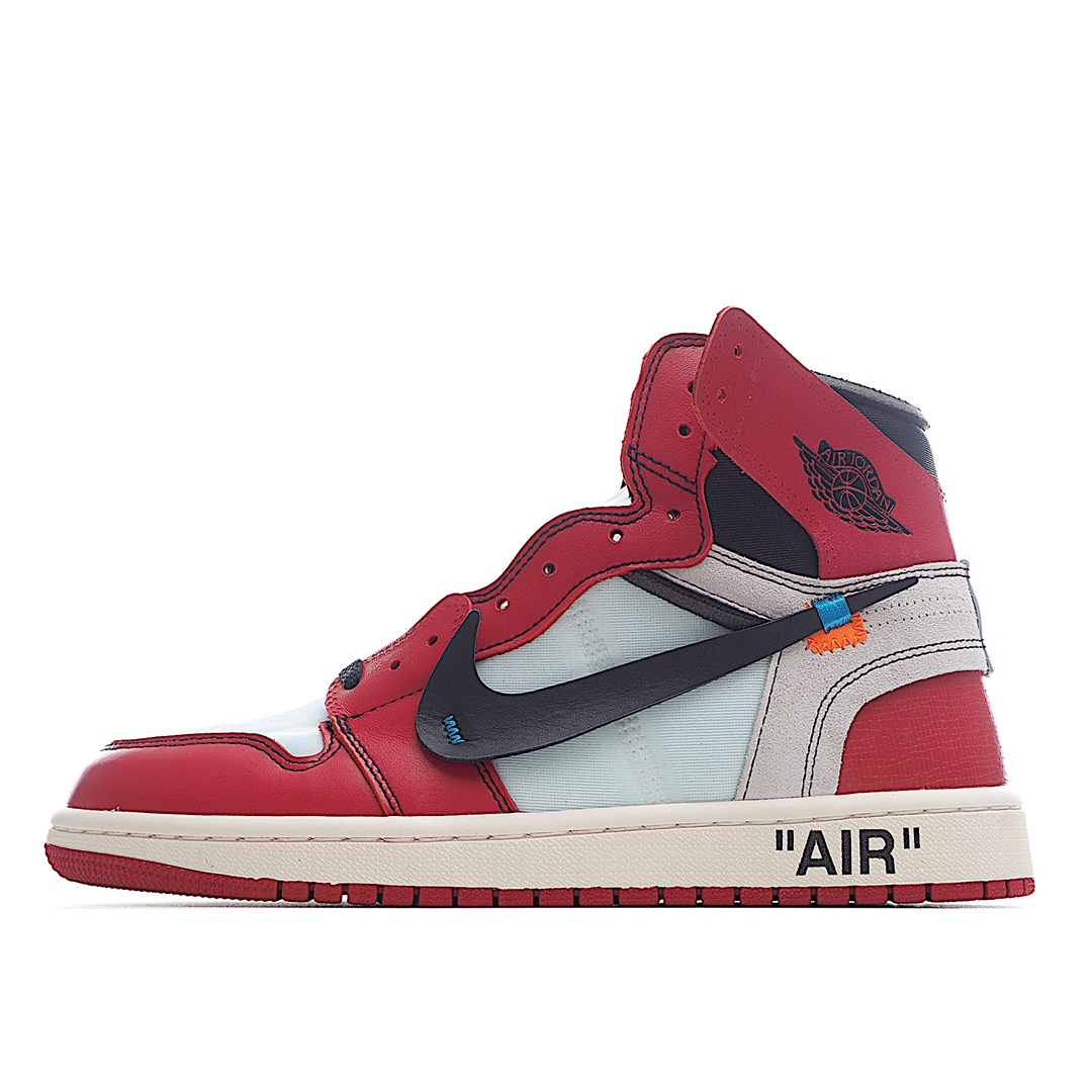 I5 OFF-WHITE x Air Jordan OW AJ1 OW 联名芝加哥/原厂头层软牛皮 中底注胶空 钢印齐全 原标原盒 版型皮质做工随意对比