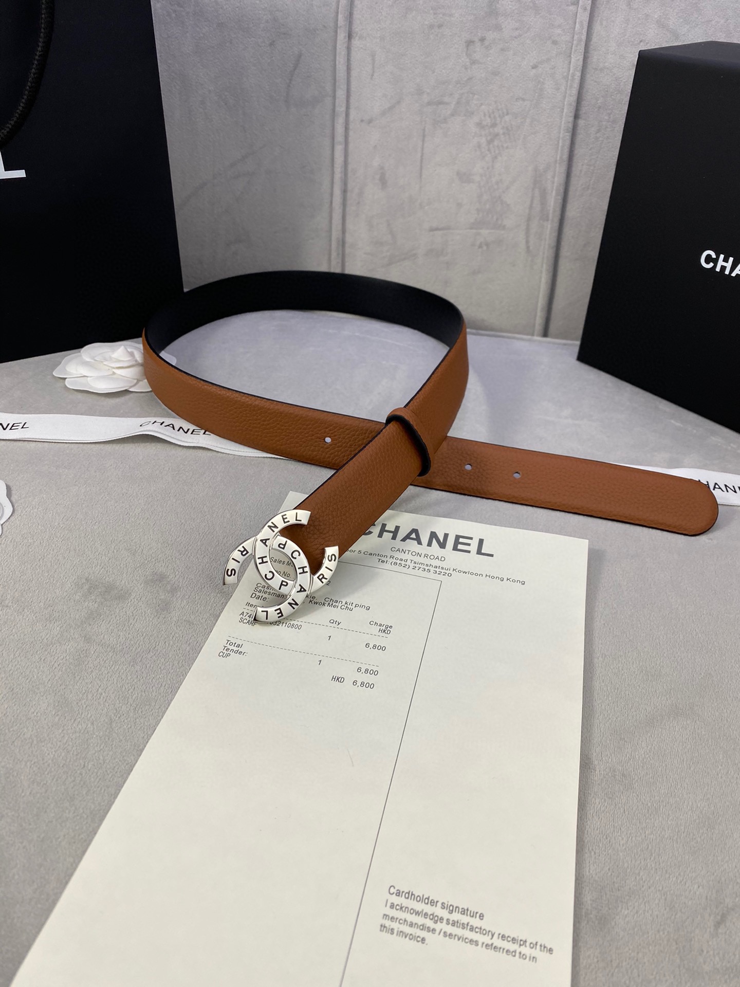 宽度3.0cmChanel香奈儿荔枝纹牛皮支持NFC芯片官方网站链接扫码验证金银色镶钻钢扣
