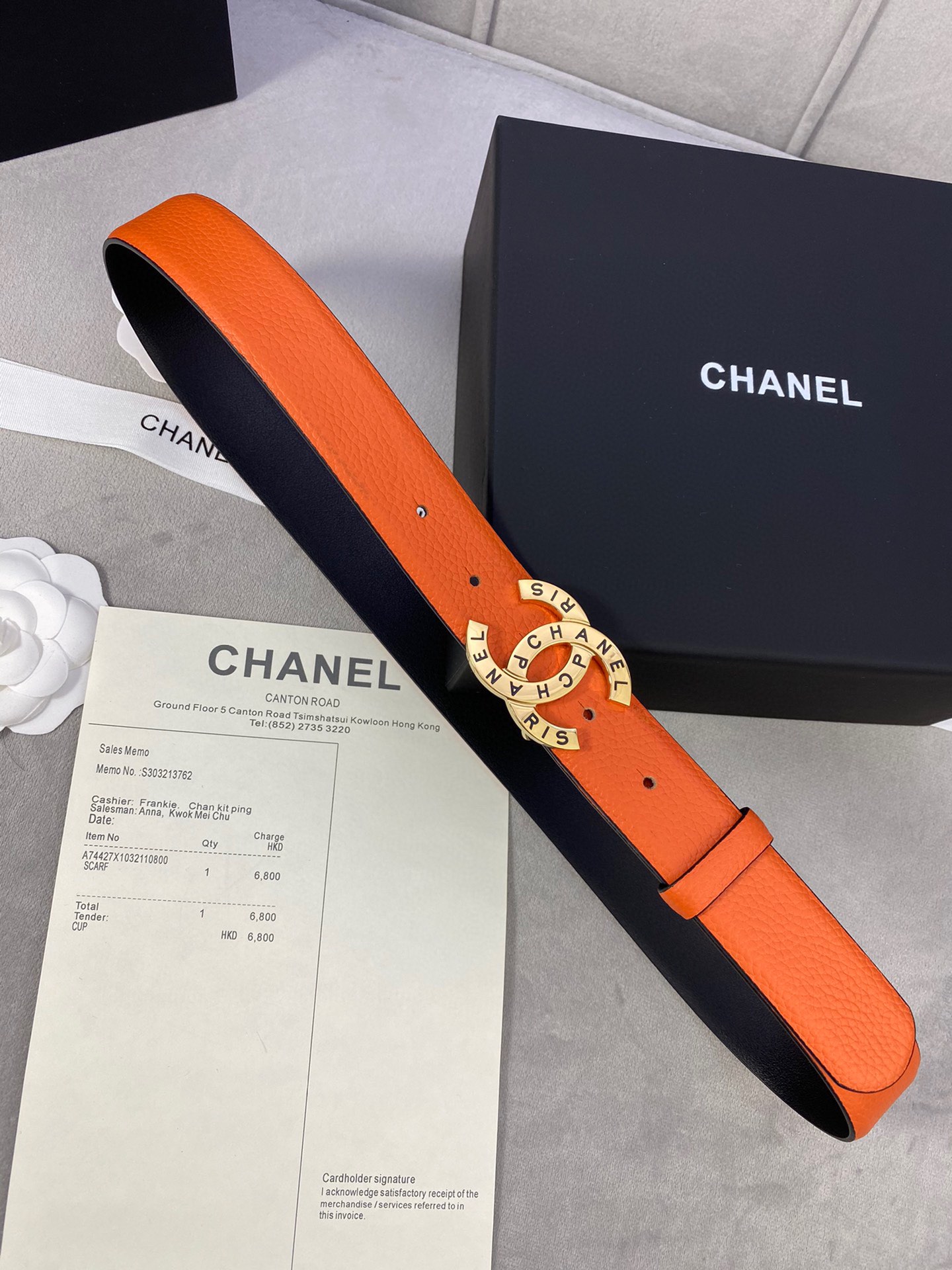 宽度3.0cmChanel香奈儿荔枝纹牛皮支持NFC芯片官方网站链接扫码验证金银色镶钻钢扣