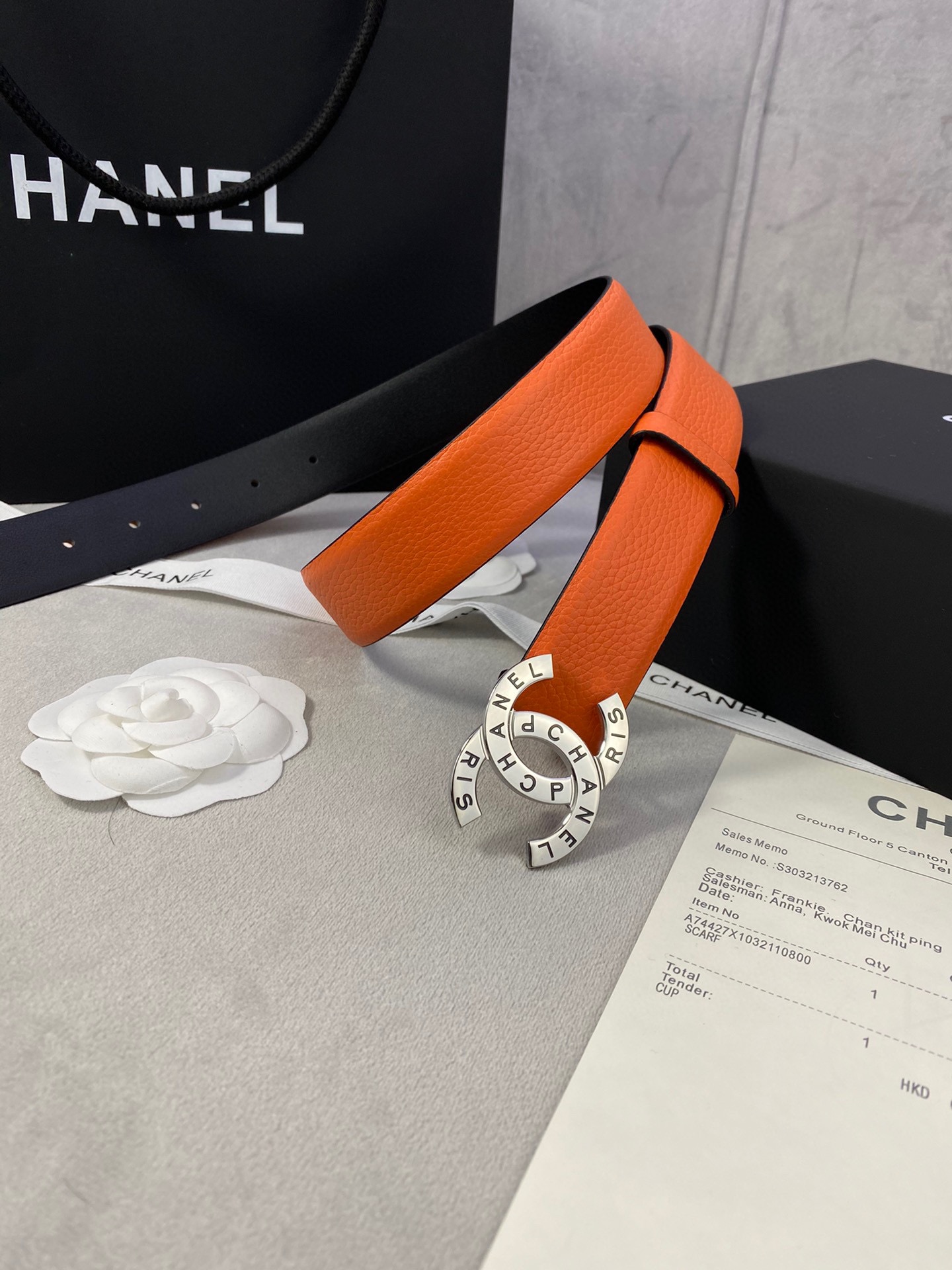宽度3.0cmChanel香奈儿荔枝纹牛皮支持NFC芯片官方网站链接扫码验证金银色镶钻钢扣
