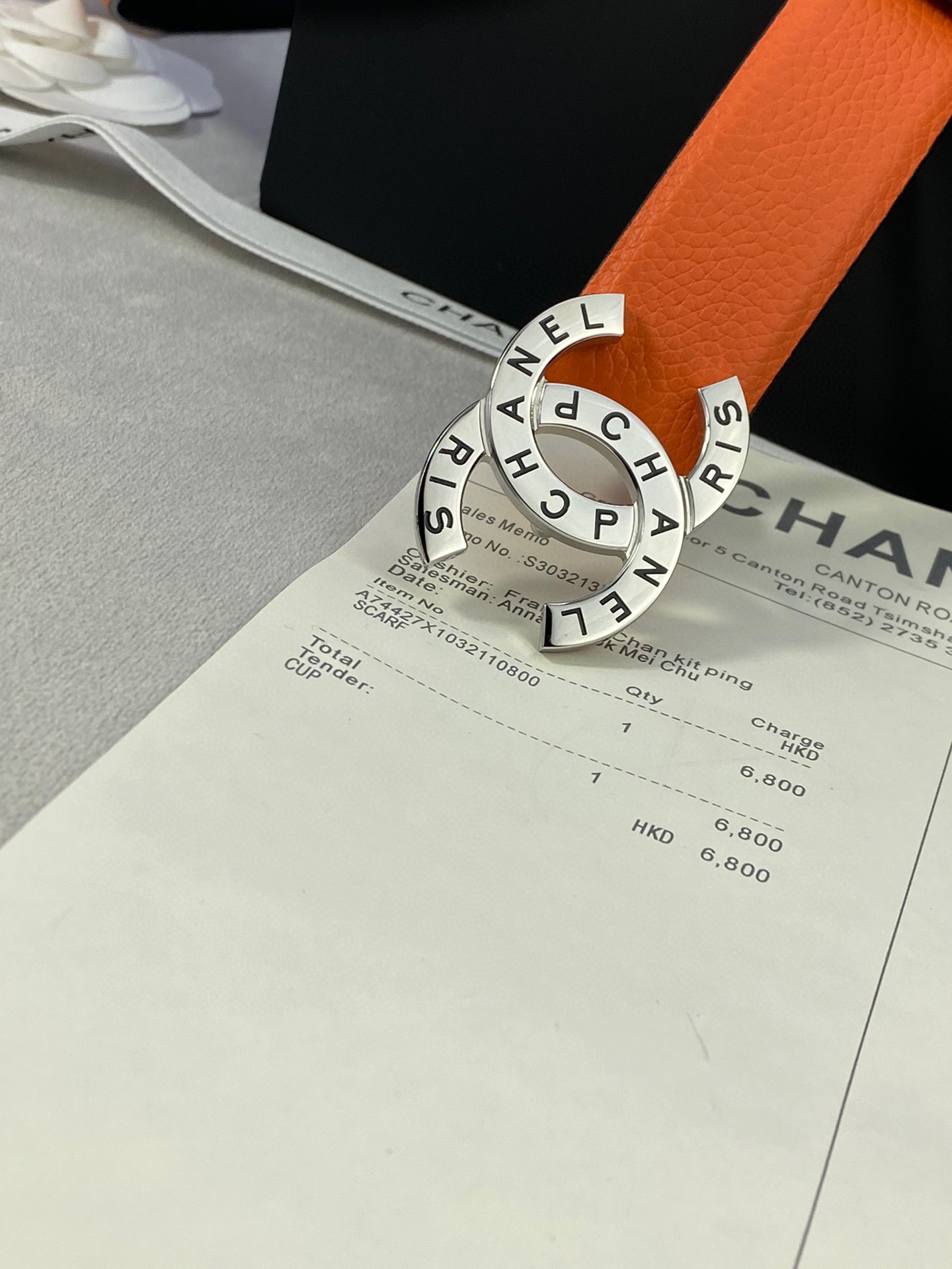 宽度3.0cmChanel香奈儿荔枝纹牛皮支持NFC芯片官方网站链接扫码验证金银色镶钻钢扣