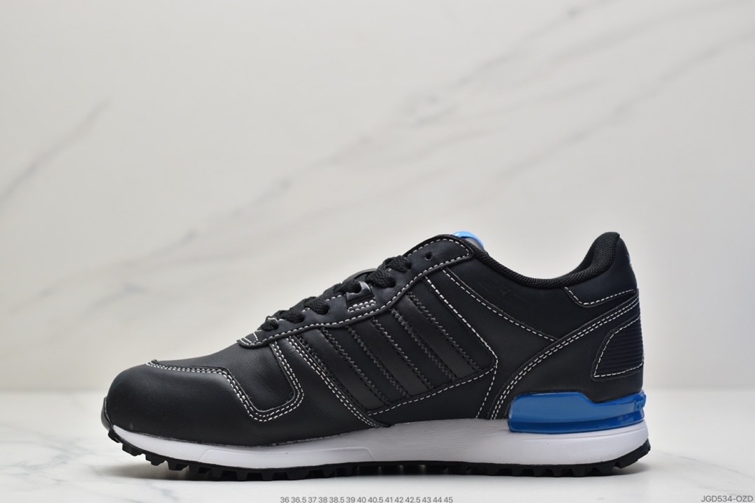 180 Adidas Originals ZX700 黑白头层皮制作 三叶草经典复古校园系列G62110
