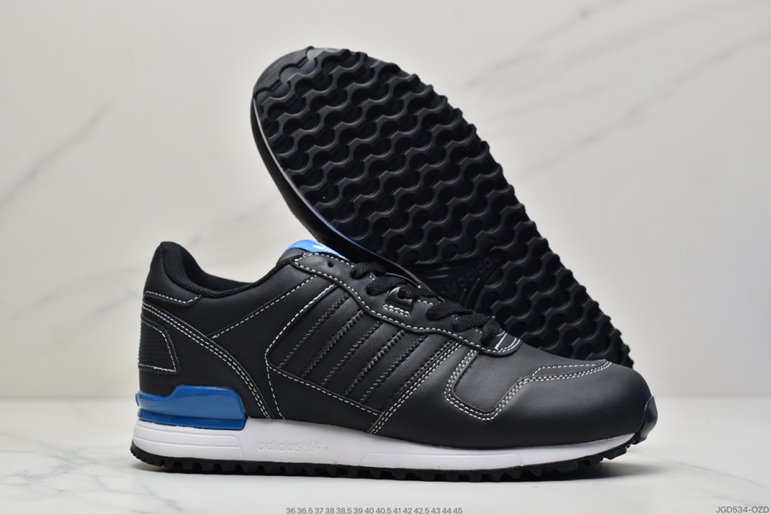 180 Adidas Originals ZX700 黑白头层皮制作 三叶草经典复古校园系列G62110