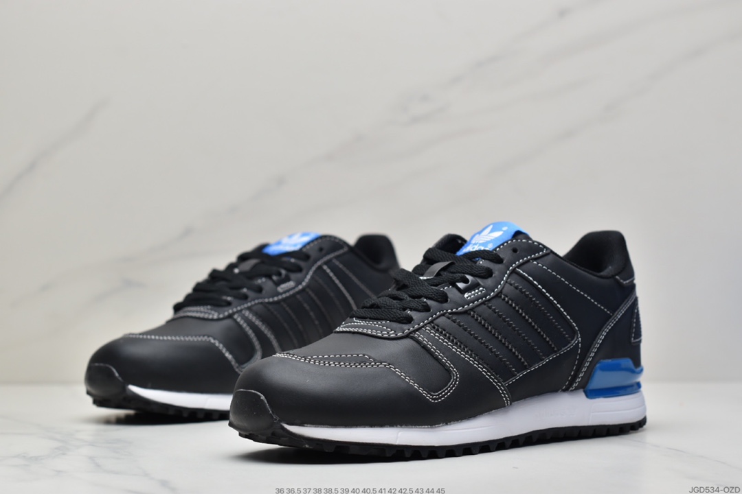 180 Adidas Originals ZX700 黑白头层皮制作 三叶草经典复古校园系列G62110