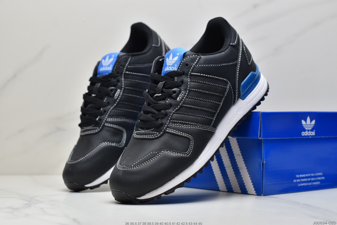 180 Adidas Originals ZX700 黑白头层皮制作 三叶草经典复古校园系列G62110