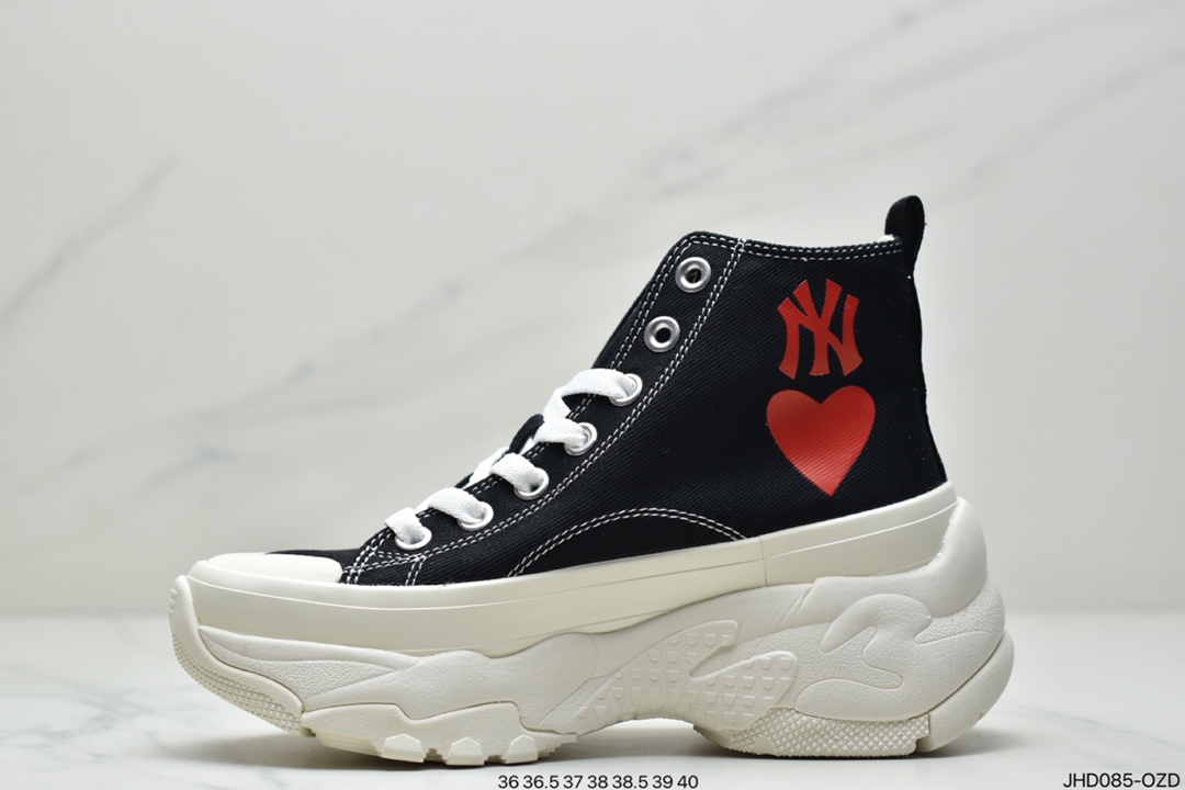 190 美国榄球洋基队限定  x MLB Big Ball Chunky Canvas HI 休闲运动慢跑鞋“白黑NY印花”32SHU1011
