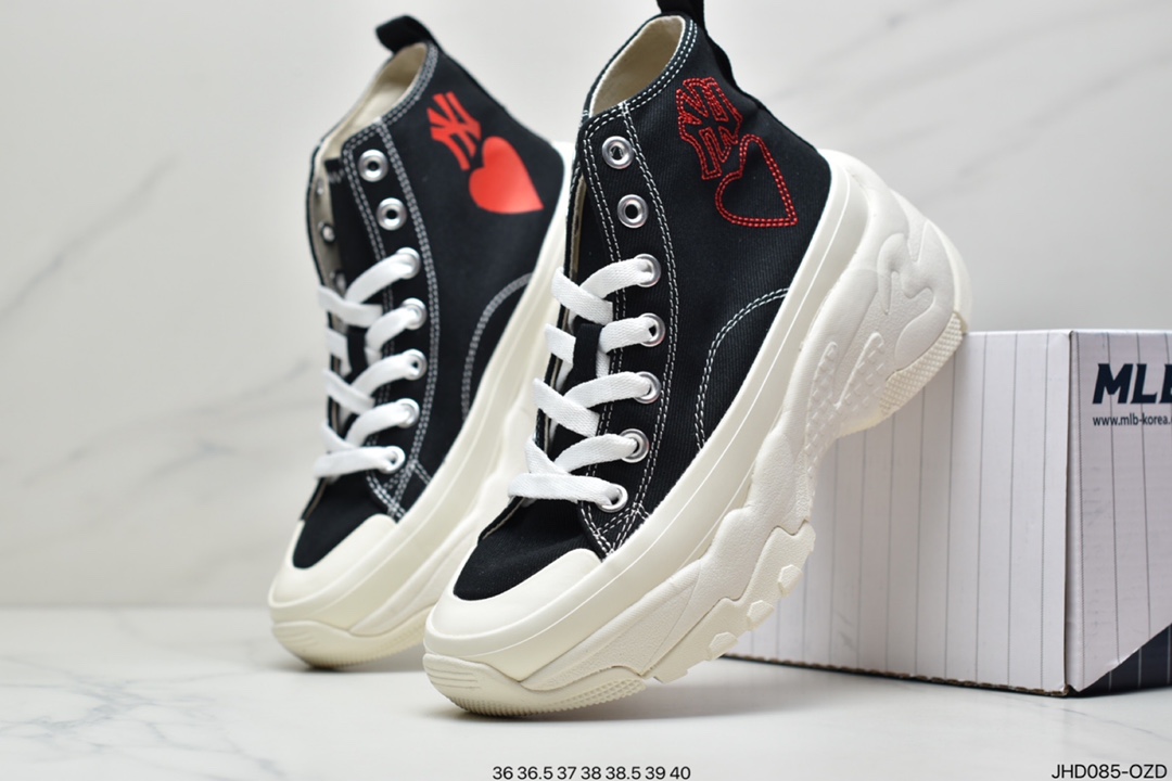 190 美国榄球洋基队限定  x MLB Big Ball Chunky Canvas HI 休闲运动慢跑鞋“白黑NY印花”32SHU1011