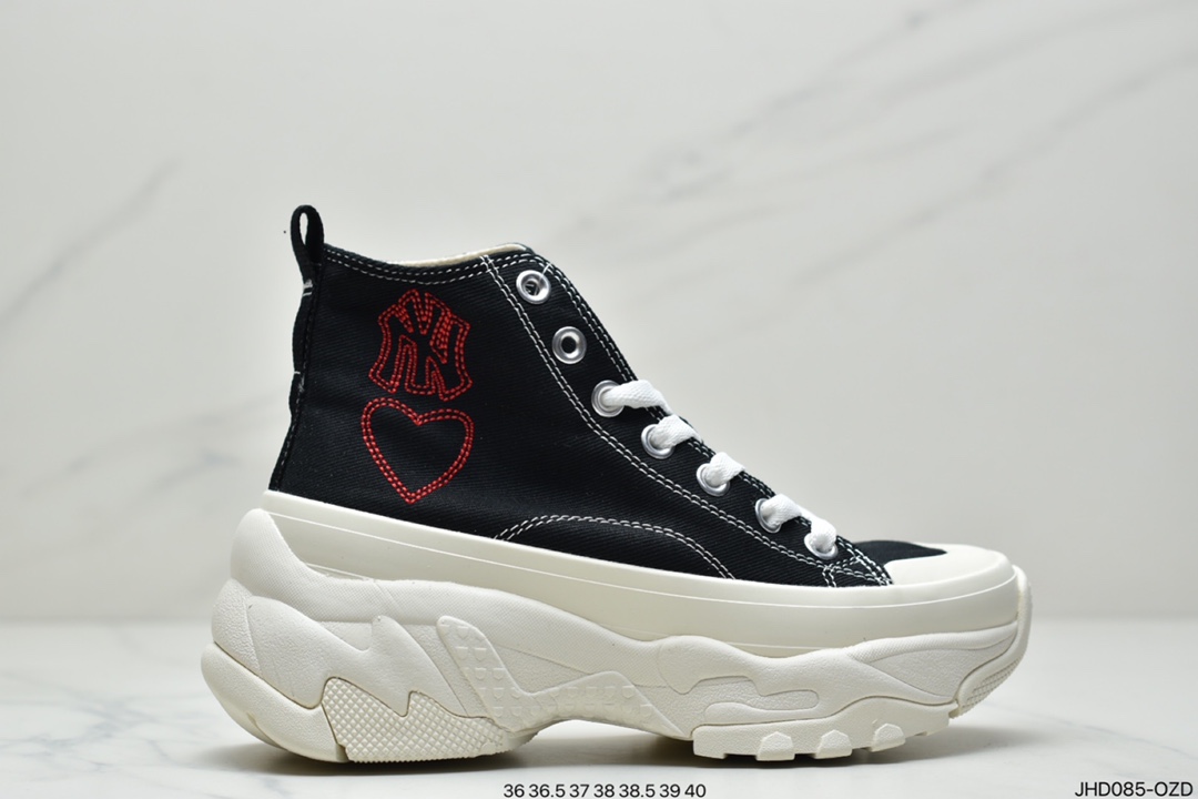 190 美国榄球洋基队限定  x MLB Big Ball Chunky Canvas HI 休闲运动慢跑鞋“白黑NY印花”32SHU1011