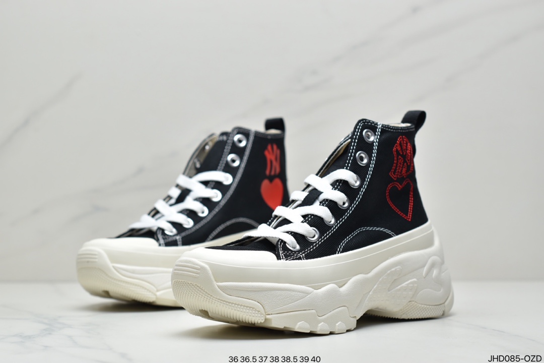 190 美国榄球洋基队限定  x MLB Big Ball Chunky Canvas HI 休闲运动慢跑鞋“白黑NY印花”32SHU1011