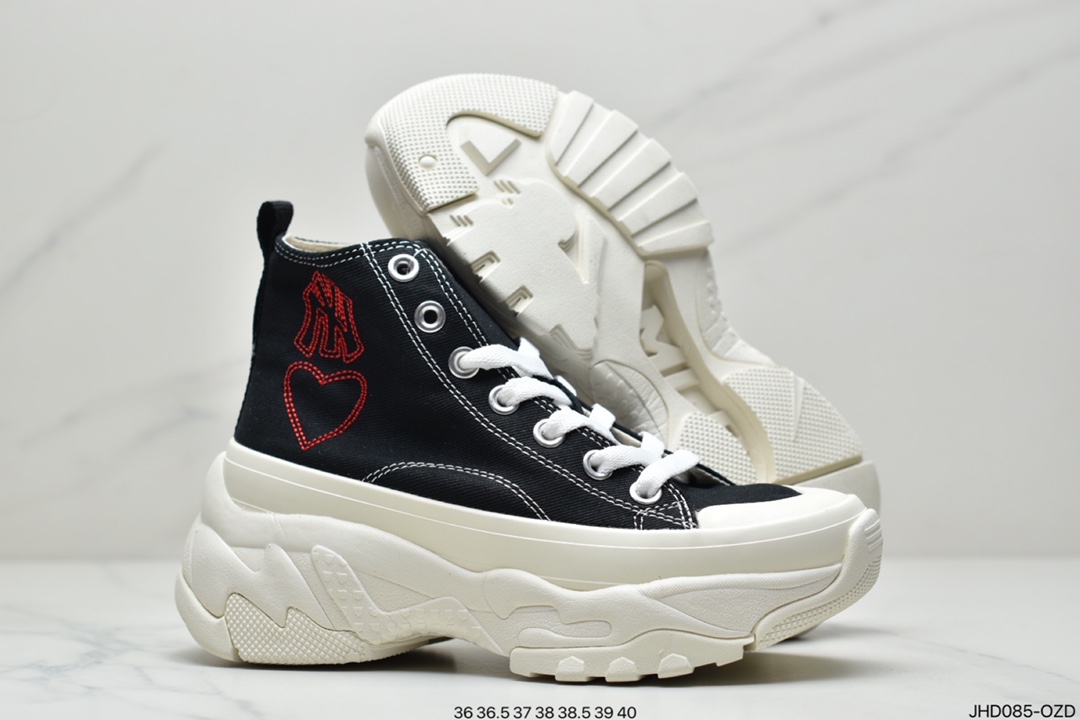 190 美国榄球洋基队限定  x MLB Big Ball Chunky Canvas HI 休闲运动慢跑鞋“白黑NY印花”32SHU1011