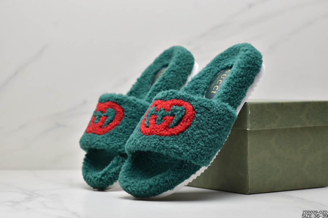 230 古驰拖鞋系列Gucci  毛毛拖鞋黑色 429466A38G09068