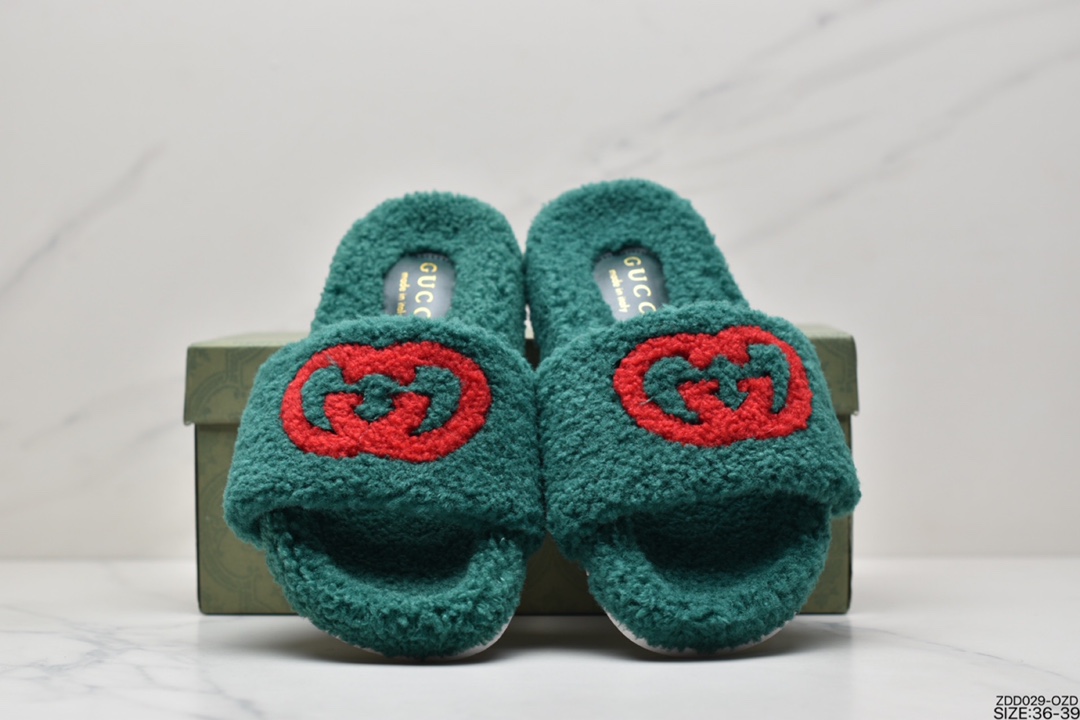 230 古驰拖鞋系列Gucci  毛毛拖鞋黑色 429466A38G09068