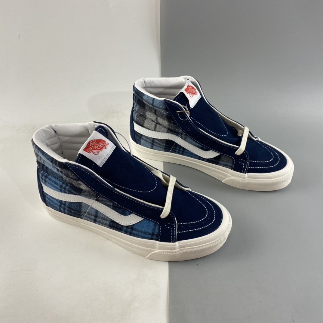P160  Vans style38 X Pendleton 范斯联名蓝色格纹高帮休闲板鞋 VN0A38GF9GS