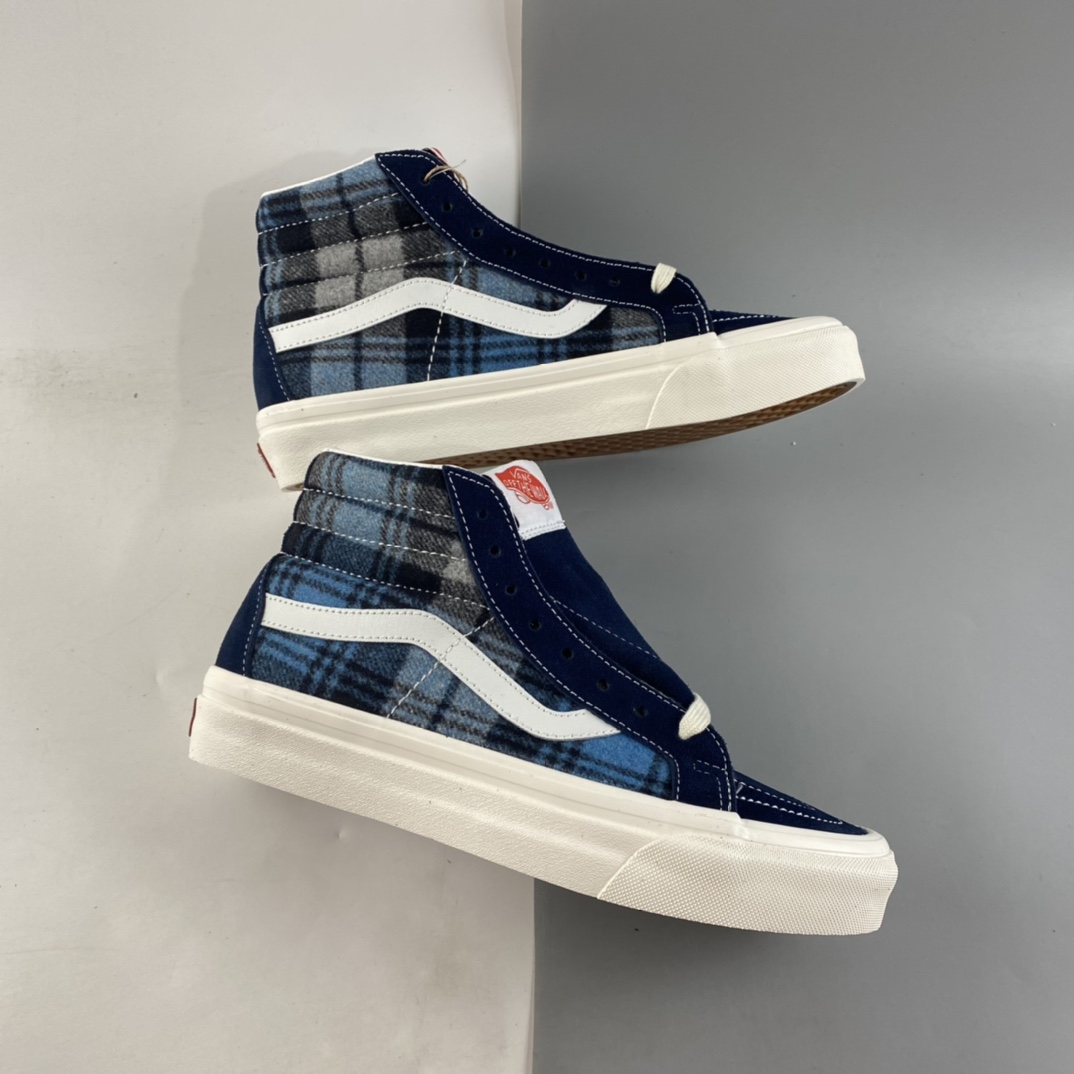 P160  Vans style38 X Pendleton 范斯联名蓝色格纹高帮休闲板鞋 VN0A38GF9GS