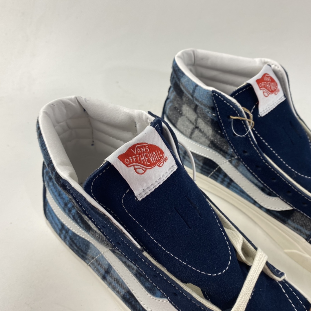 P160  Vans style38 X Pendleton 范斯联名蓝色格纹高帮休闲板鞋 VN0A38GF9GS