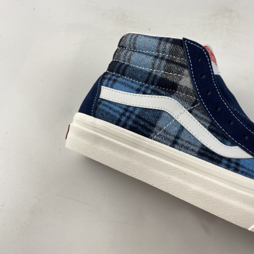 P160  Vans style38 X Pendleton 范斯联名蓝色格纹高帮休闲板鞋 VN0A38GF9GS