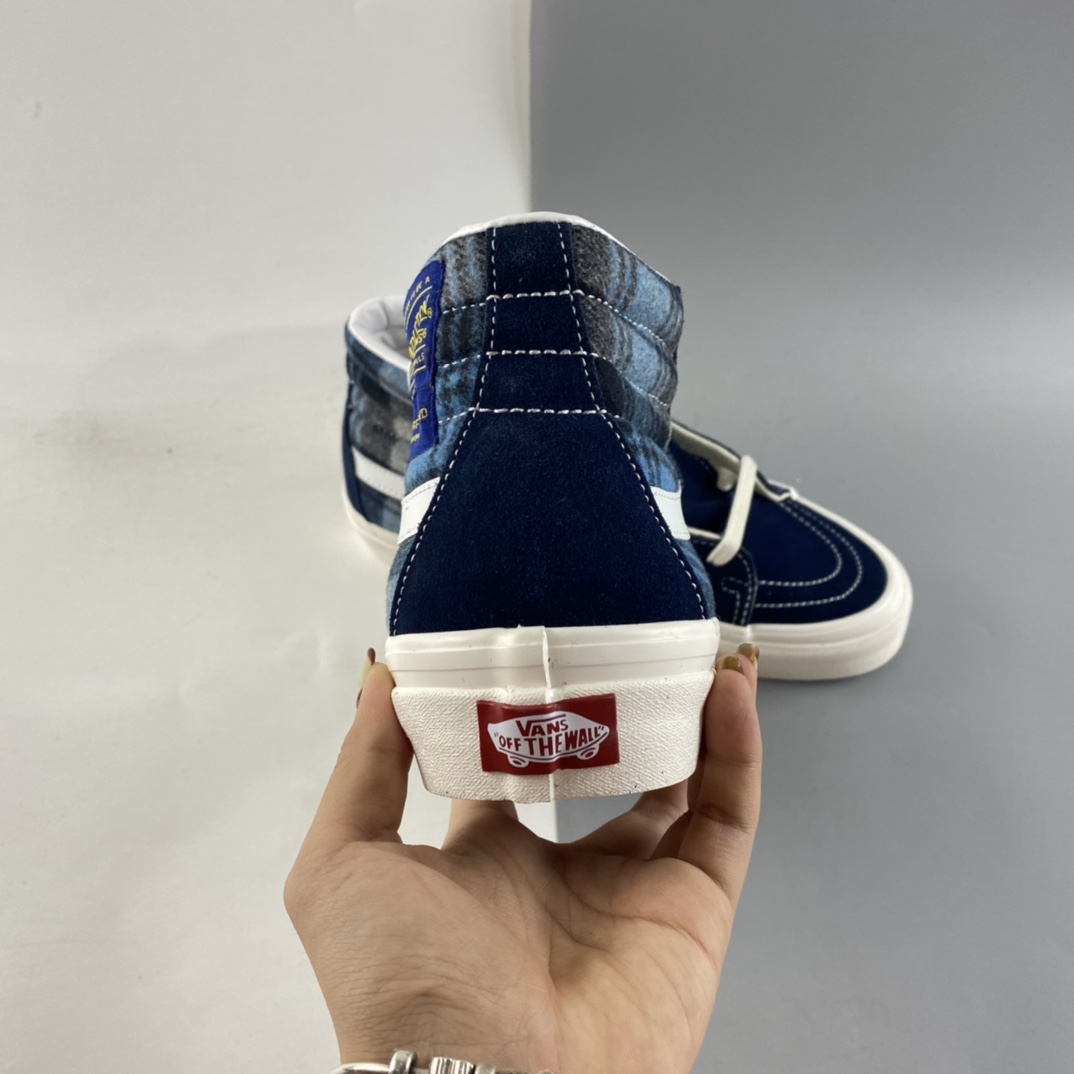 P160  Vans style38 X Pendleton 范斯联名蓝色格纹高帮休闲板鞋 VN0A38GF9GS
