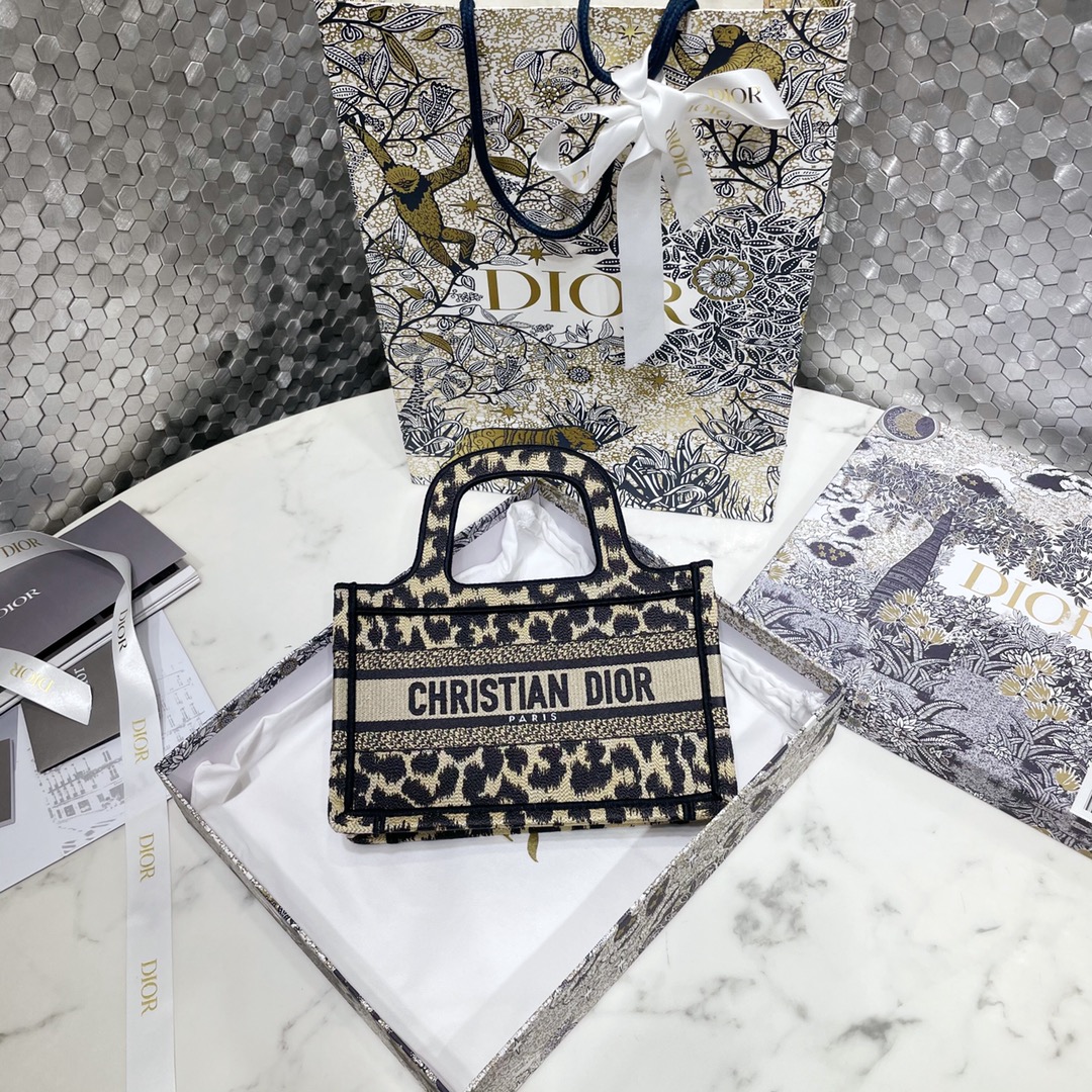 Dior Book Tote Handbags Tote Bags Beige Embroidery Mini
