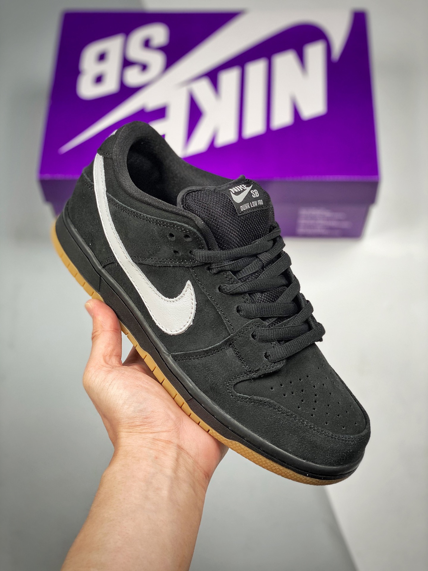 NK SB Dunk Low "Tog" negro y caucho, producción original de fábrica grande, fotos reales en primer lanzamiento, materia…