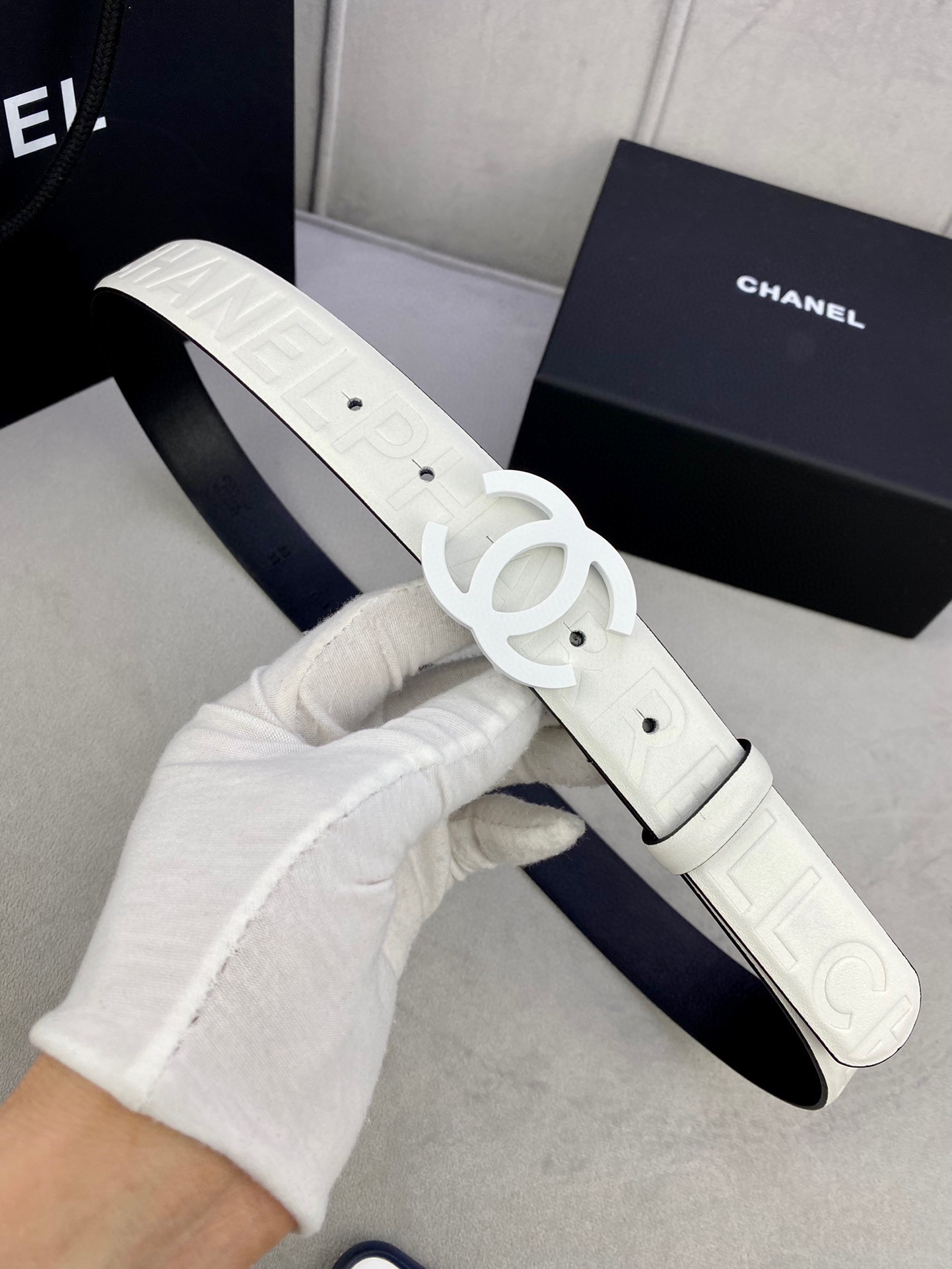 Chanel 柔らかい小牛皮ベルト 3.0cm幅 高級ステンレスバックル