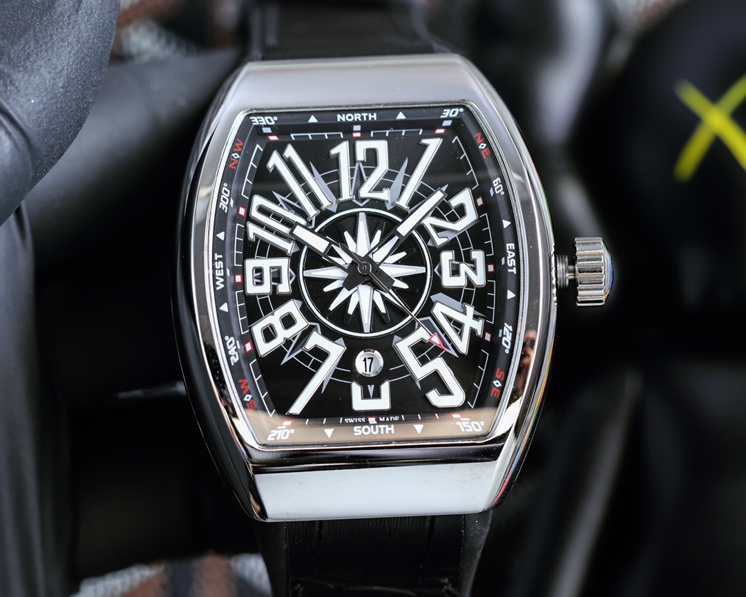 أُوكَازيُون
 Franck Muller V45 SC DT الساعات بلو جلد البقر مطّاط السراويل الرياضية Automatic Mechanical Movement حزام