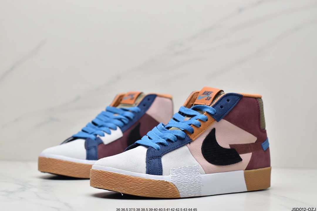 200 耐克Nike SB Blazer Mid PRM “Blue Mosiac 蓝紫拼接 ”高帮百搭休闲运动板鞋 DA8854-500