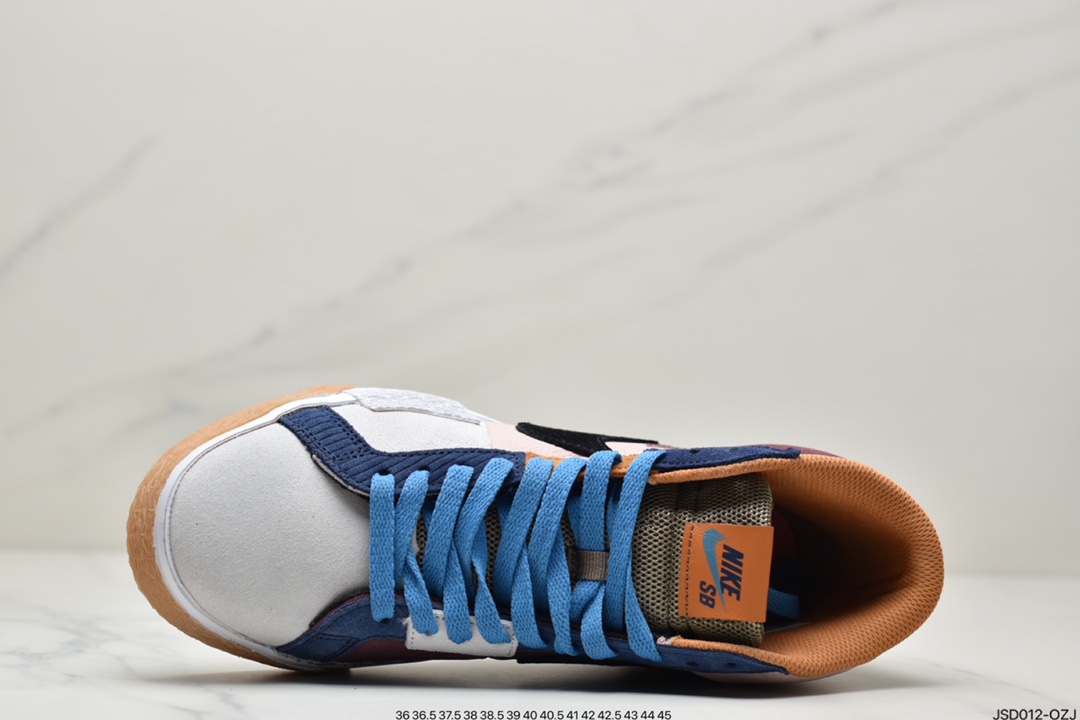 200 耐克Nike SB Blazer Mid PRM “Blue Mosiac 蓝紫拼接 ”高帮百搭休闲运动板鞋 DA8854-500