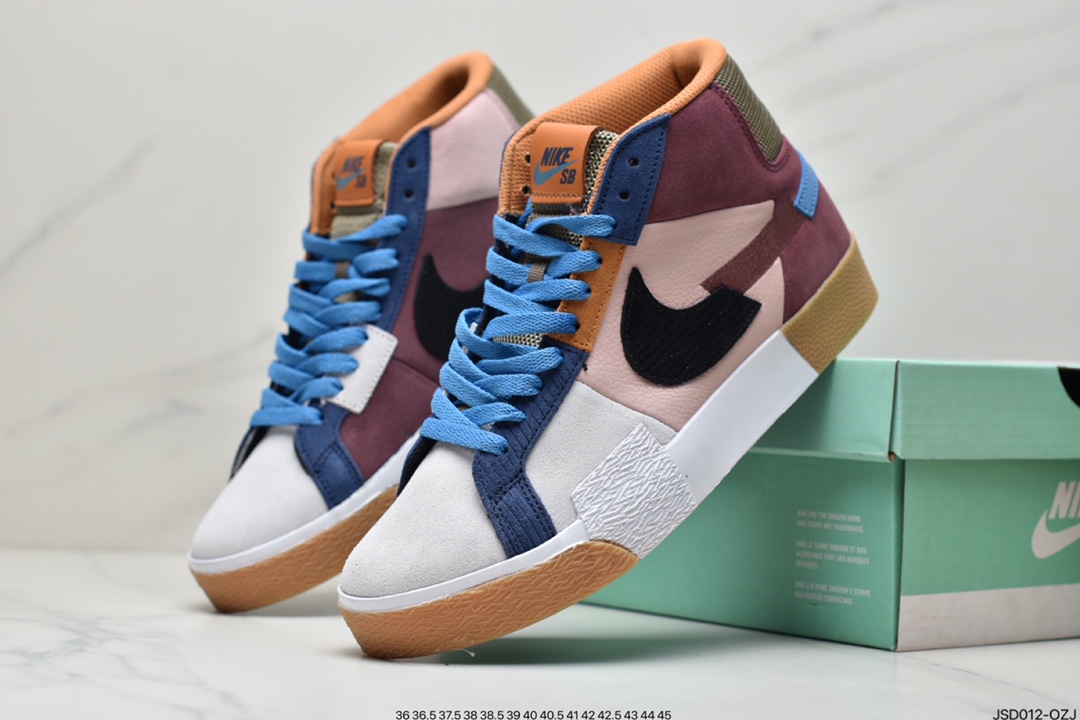 200 耐克Nike SB Blazer Mid PRM “Blue Mosiac 蓝紫拼接 ”高帮百搭休闲运动板鞋 DA8854-500