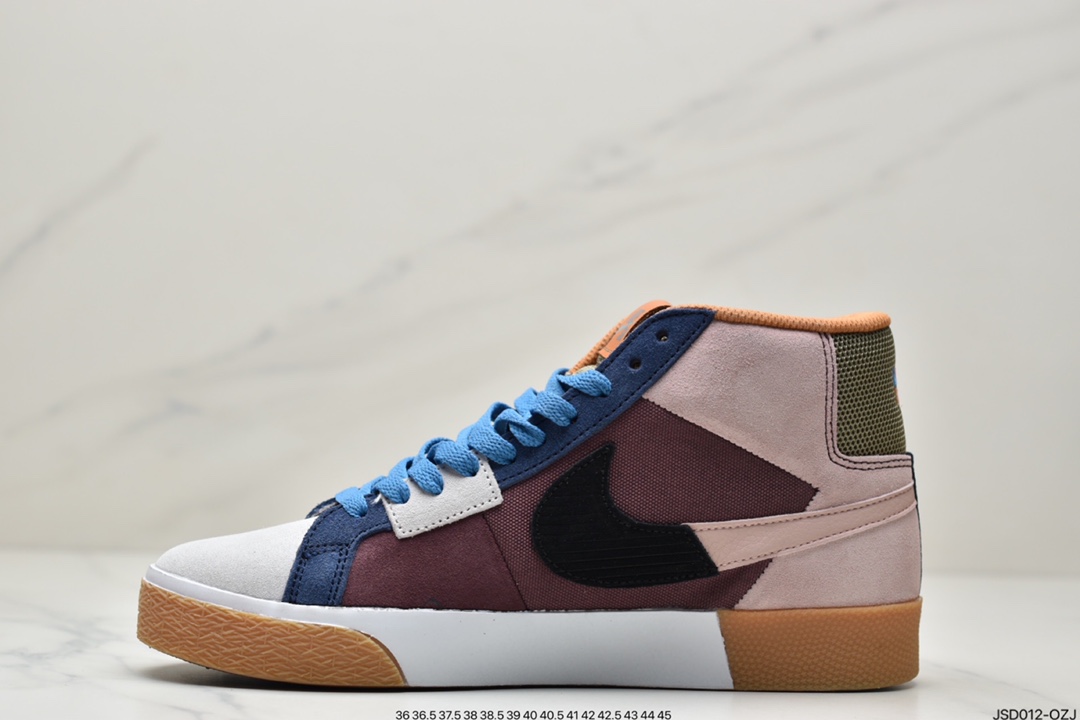 200 耐克Nike SB Blazer Mid PRM “Blue Mosiac 蓝紫拼接 ”高帮百搭休闲运动板鞋 DA8854-500