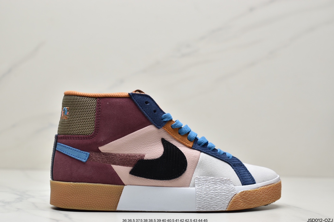 200 耐克Nike SB Blazer Mid PRM “Blue Mosiac 蓝紫拼接 ”高帮百搭休闲运动板鞋 DA8854-500