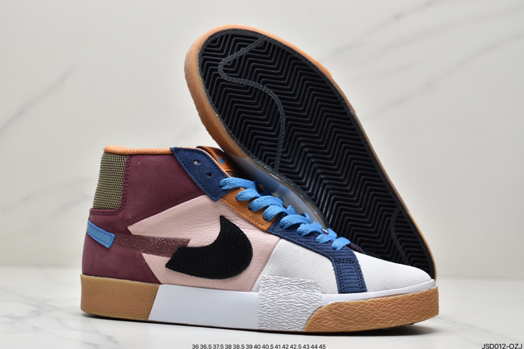 200 耐克Nike SB Blazer Mid PRM “Blue Mosiac 蓝紫拼接 ”高帮百搭休闲运动板鞋 DA8854-500