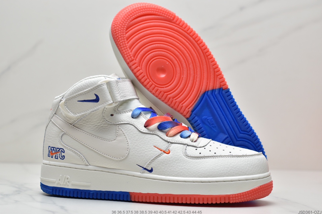 200 耐克Nike Air Force 1’07 QS”Summit White/Orange/Blue Swooshes”空军一号CT1989-113