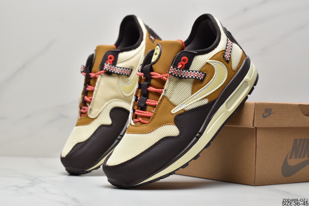 230  Travis Scott x Nike Air Max 1” Wheat/Lemon”低帮复古慢跑鞋DO9392-700