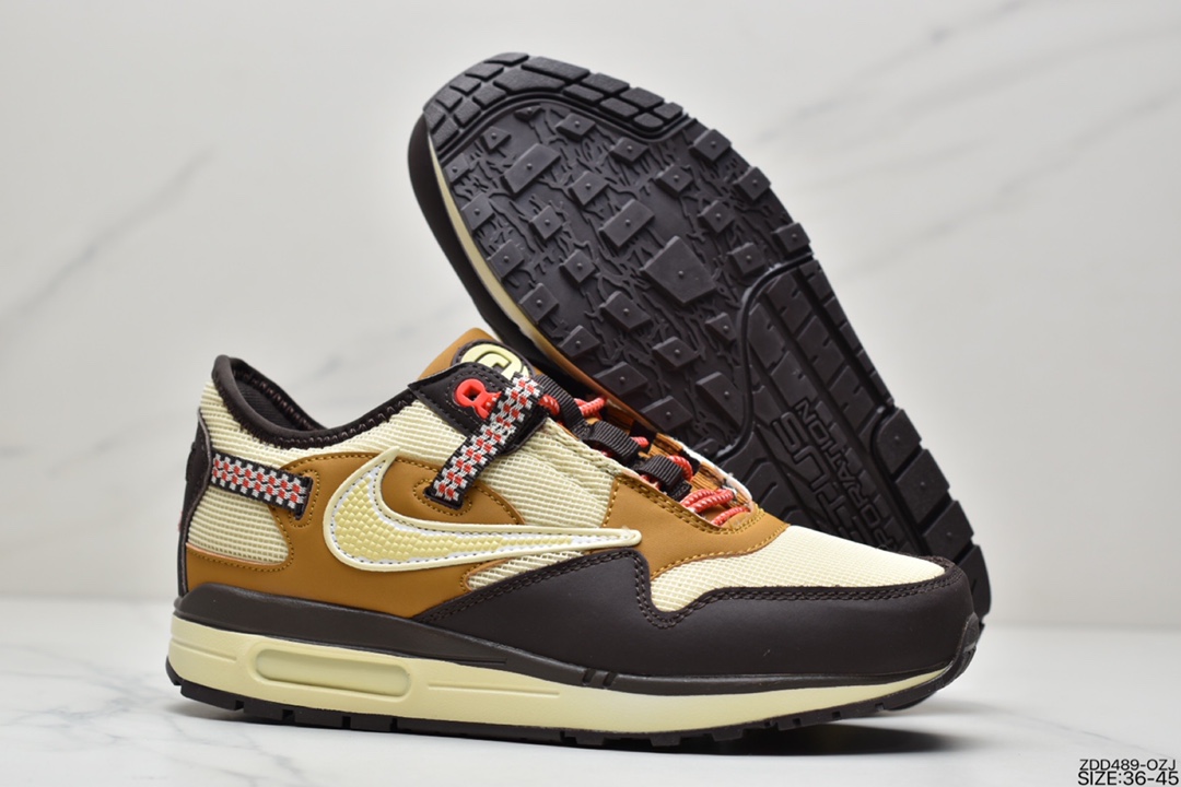 230  Travis Scott x Nike Air Max 1” Wheat/Lemon”低帮复古慢跑鞋DO9392-700
