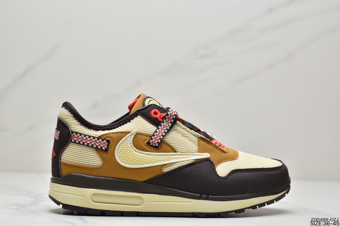 230  Travis Scott x Nike Air Max 1” Wheat/Lemon”低帮复古慢跑鞋DO9392-700