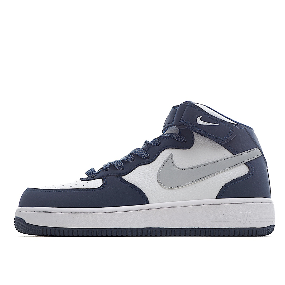 H0 公司级 Nike Air Force 1 Mid’07 中帮空军一号休闲板鞋 定制头层皮料 3M反光 原楦原纸板 纯正版型 内置全掌气垫