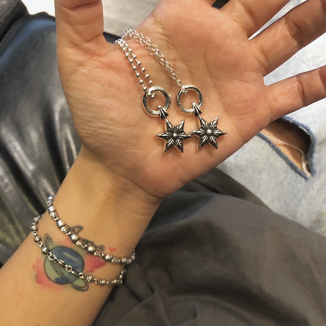 Chrome Hearts 𝐂𝐡𝐫𝐨𝐦𝐞 𝐡𝐞𝐚𝐫𝐭𝐬 克罗心 六角星项链