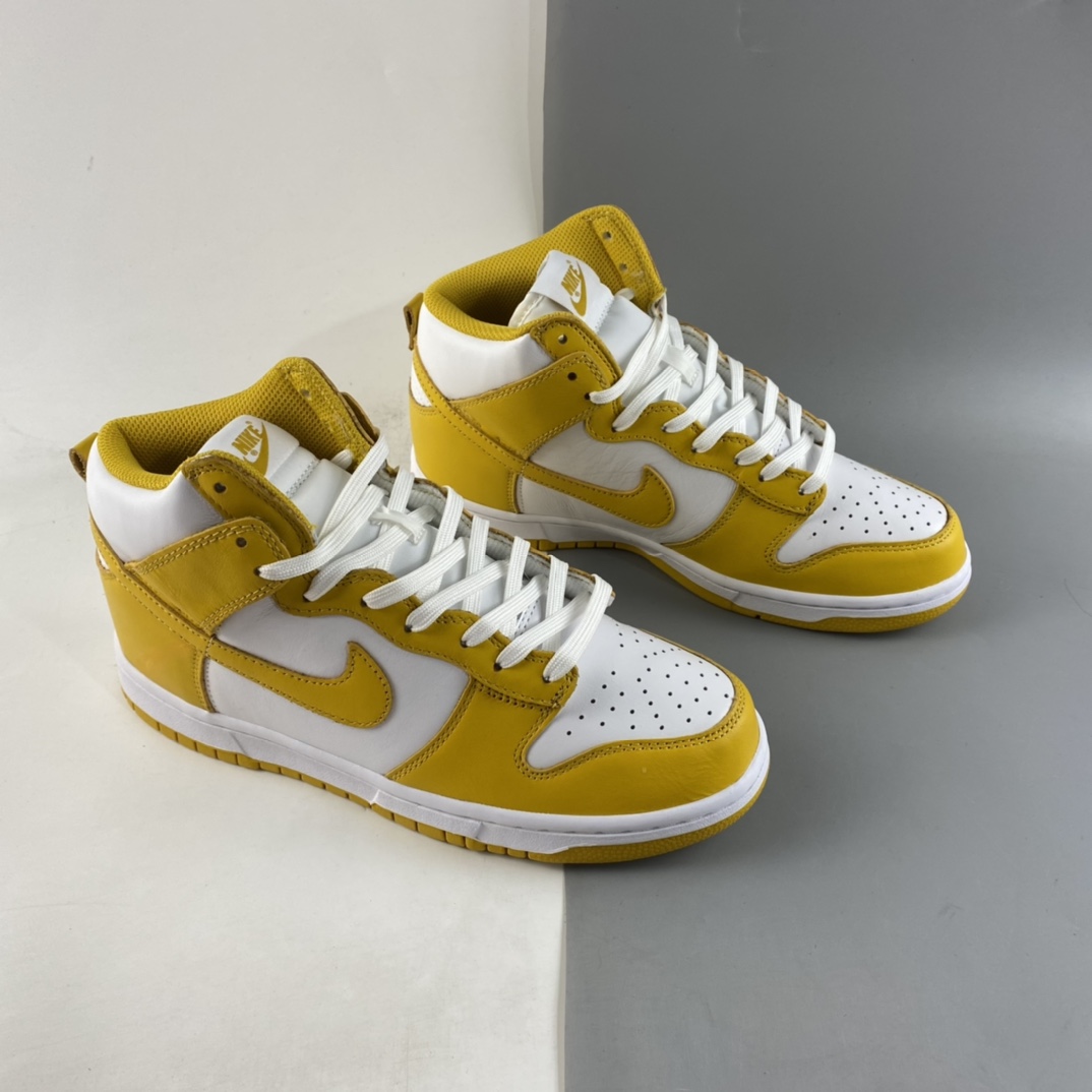 P400  NIKE SB Dunk High 白黄配色SB扣碎篮板高帮板鞋 DD1869-106