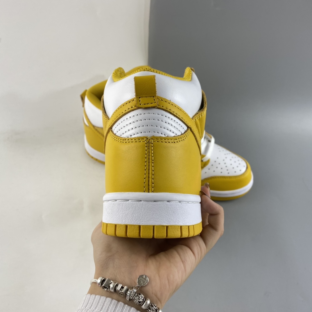 P400  NIKE SB Dunk High 白黄配色SB扣碎篮板高帮板鞋 DD1869-106