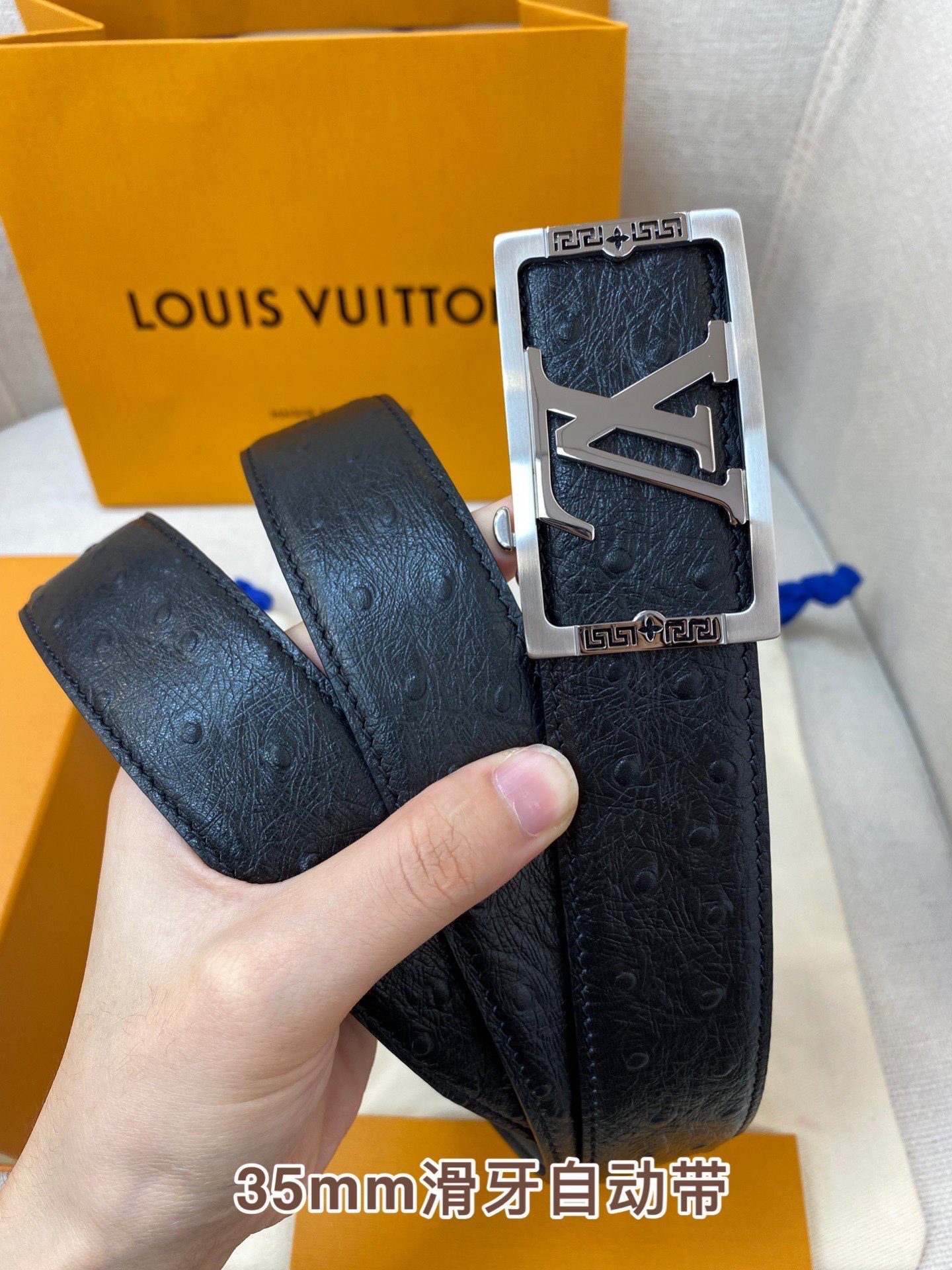 LV男士自动腰带-宽度34MM316精品钢扣精工打造手感柔软可以裁剪