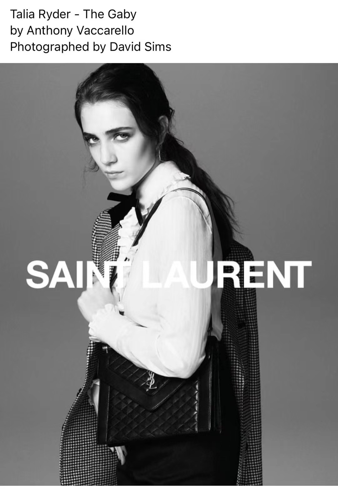 Saint laurent Ysl Gaby绗缝纹路信封斜挎包 668863黑色